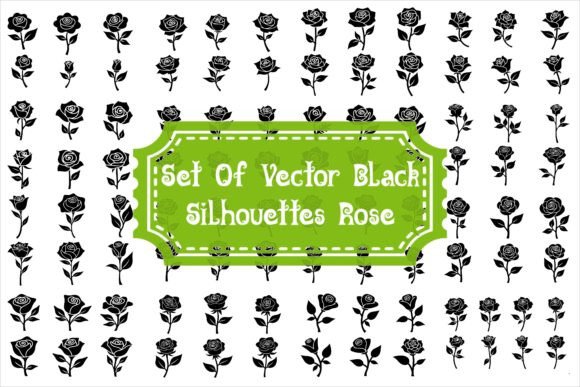 Download Set of Vector Black Silhouettes of Rose - Premium Resources