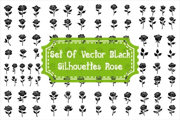 Download Set of Vector Black Silhouettes of Rose - Premium Resources