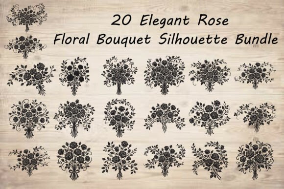 Download Elegant Rose Floral Bouquet Silhouette - Premium Resources