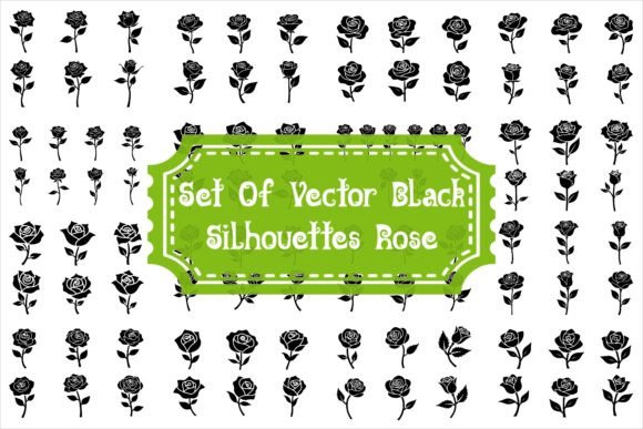 Download Set of Vector Black Silhouettes of Rose - Premium Resources